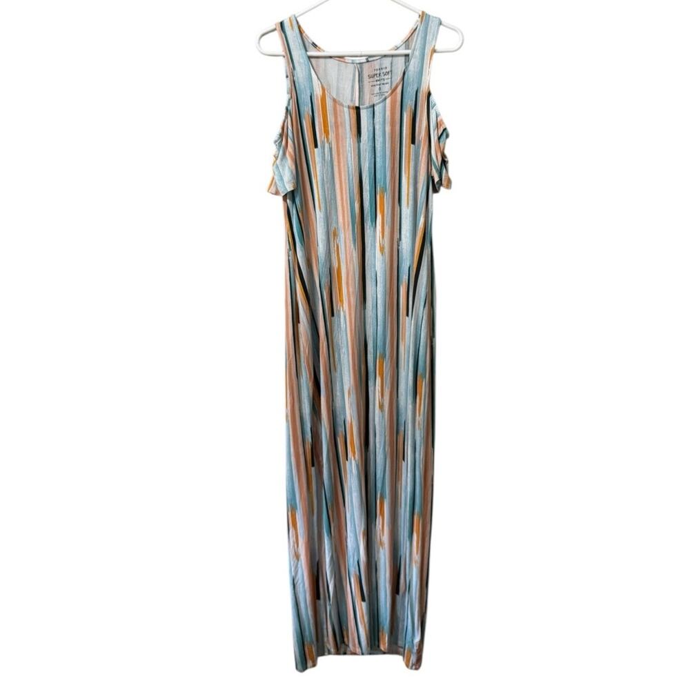 Torrid Super Soft Knit‎ Size 0 Stripe T-Shirt Dress Maxi Stretch Pullover Beach